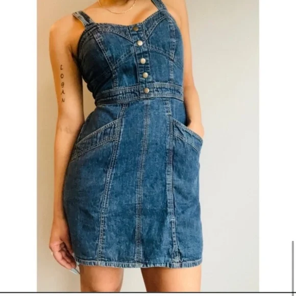 ワンピース RONRON BACK HEART POCKET DENIM DRESS LIGHT BLUE RR24BOP3560L BACK HEART POCKET DENIM DRESS LIGHT BLUE - RONRON 론론